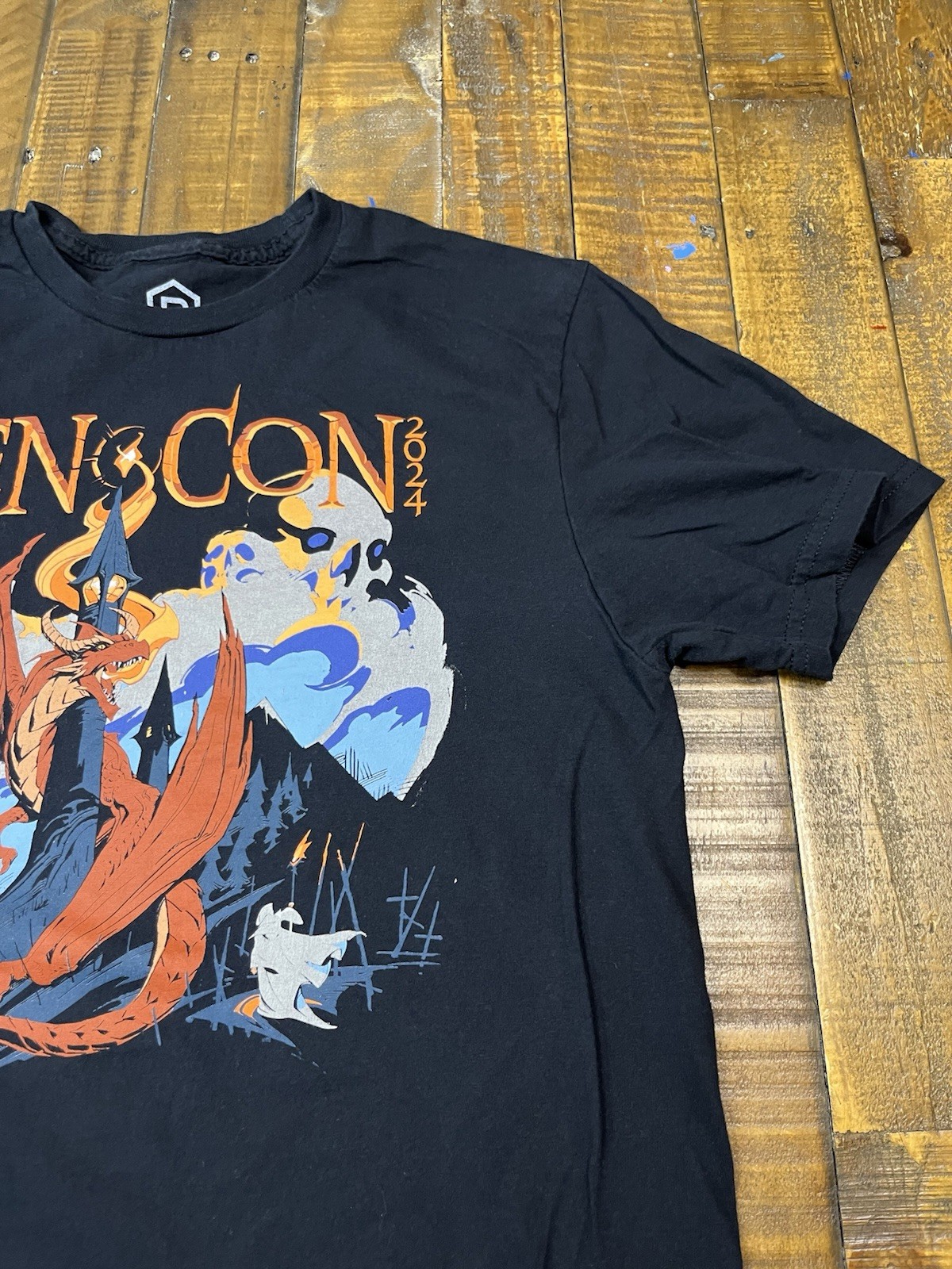 Gen Con Shirt Mens Medium Black Indy Gamers Unite Convention T-Shirt Dragon