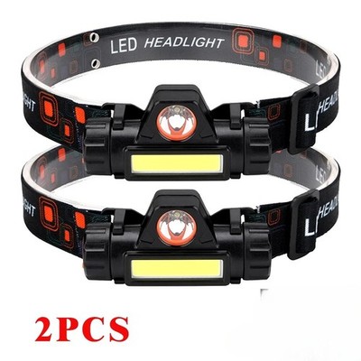2 Stück Wiederaufladbare Stirnlampe Superhell Wasserdicht Stirnlampe Headlight LED USB