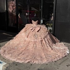 Flower Quinceanera Dresses Ball Gown Sleeveless Lace up Bow Tulle Court Train