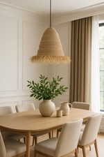 Boho Style Natural Raffia Ceiling Lamp Handwoven Pendant Light E27 60W 