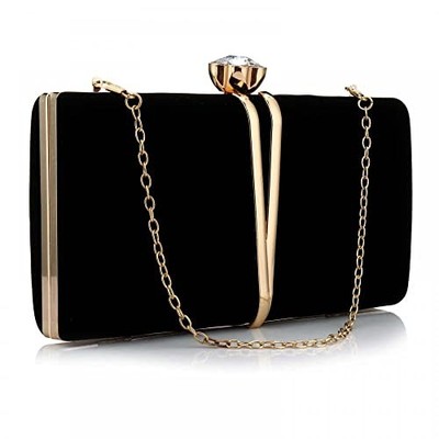 Clutch Bags for Women Vintage Evening HandBag Diamond Handbag Suede Black
