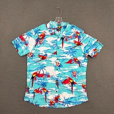 O'Neill Shirt Mens XL Classic Fit Blue Parrot Bird Button Up Hawaiian Casual Dad