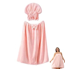 Plus Size Bath Skirt & Shower Cap, Plus Size Towel Wrap and Shower Cap Set Women