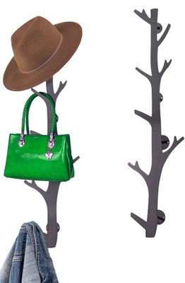 TERRA HOME Tree Branch Coat & Hat Rack Wall Mount with 8 Vertical Hooks for C...