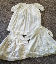 Baby Cotton Dress Lot of 3 Pcs. Hand Made Vintage 2 Dresses One Flannel Slip