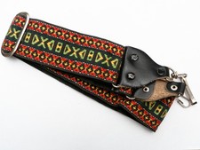 Vintage Geometric Tapestry Camera strap 36" jacquard, red green yellow