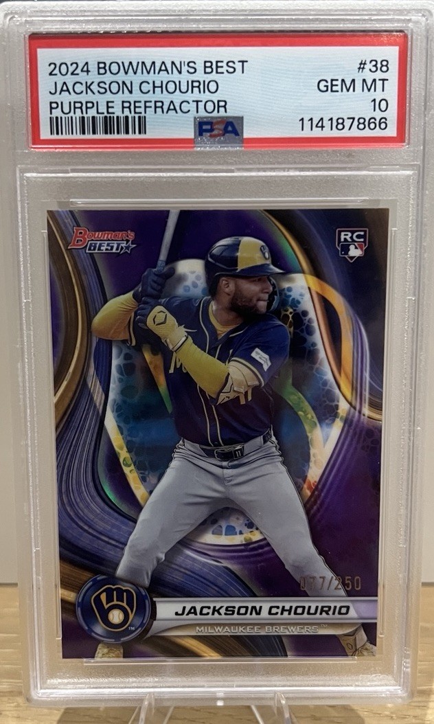 2024 Bowman's Best - Jackson Chourio #38 Purple Refractor /250 (RC) PSA 10