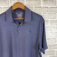 Under Armour Mens Playoff Polo Shirt Navy Blue Heather Golf Short Sleeve LARGE