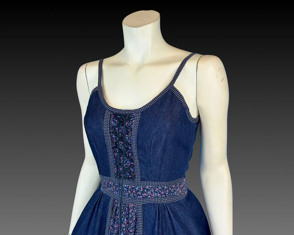 Vestido DENIM Gunne Sax Shamash y Yofi Etiqueta Corsé Pradera Sol / XS XXS / NUEVO CON ETIQUETAS Foto 3 de 4