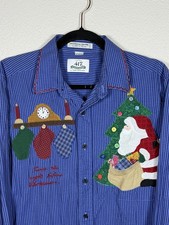 Vintage 1990s Unisex SingleNeedle Tailor 100 Cotton Gingham Patchwork Christmas