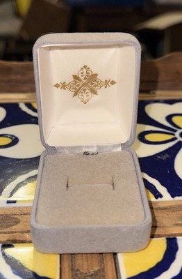 Vintage Gray Velvet Ring Hinged Jewelry Display/Presentation Box