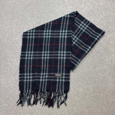 Burberry London Schal 58 x 12 Zoll blau 100 % Lammwolle Nova Check Made England