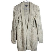 Aerie Sweater Sz M Cardigan Cream Cable Knit Chunky Long Cottagecore Grannycore