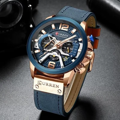 CURREN Casual Sport Uhren für Männer Top Marke Luxus Military Leder Armbanduhr - Bild 1 von 4