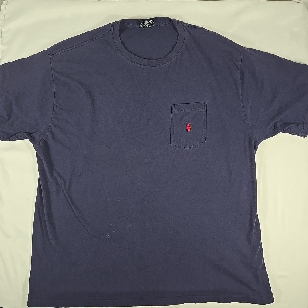 Polo Ralph Lauren vintage camicia uomo XL punto singolo tasca t shirt pony