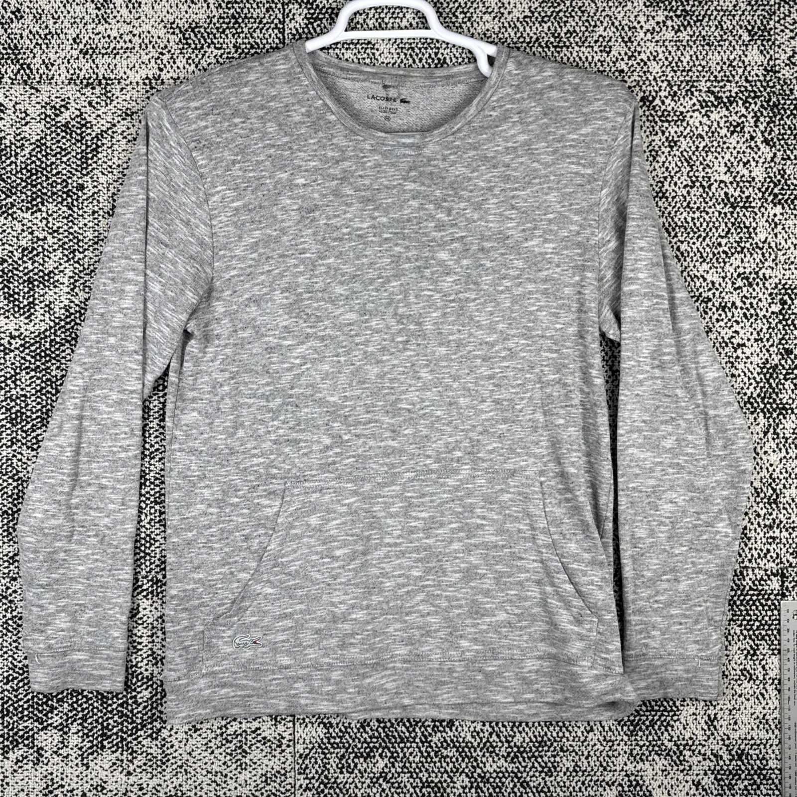 Lacoste Sleepwear Long Sleeve Shirt Mens Medium Front Pocket Gray