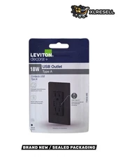 Leviton Decora 3.6A 15 Amp Duplex Outlet with USB-A Ports Black T5632-BE NEW