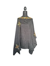 Black embroidered kaftan. Ethiopian/ Eritrean Habesha poncho style or cover-up.