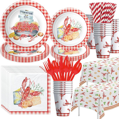 Crawfish Boil Party Supplies, Lobster Crab Seafood Boil Party Decorations Tablew