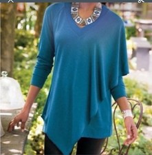 Soft Surroundings Women  s Small Madison Cape Tunic Sweater Top Asymmetrical S