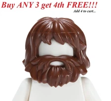 ☀️NEW LEGO Minifig Minifigure Male Hair Reddish Brown  Shaggy w/ Beard & Mouth