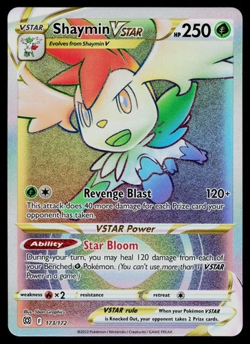 SHAYMIN VSTAR 173/172 RAINBOW RARE BRILLIANT STARS POKEMON NM