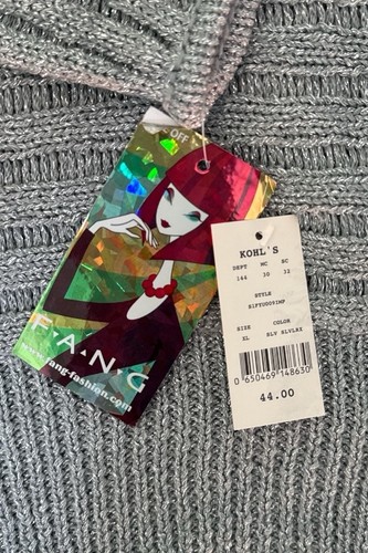 FANG Sweater Women’s XL Silver Metallic Holiday Christmas New Years Party NWT - Picture 5 of 5