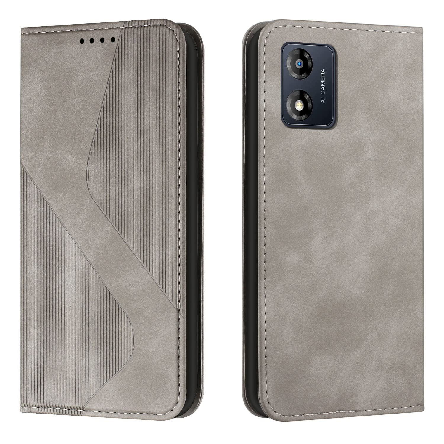 Housse en cuir Motorola Moto E13 4G noir chic avec fentes pour cartes élégantes
