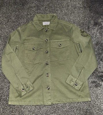 Marks & Spencer Per Una Jacke Damen Größe 12 Grün Militärstil Shacket (3)