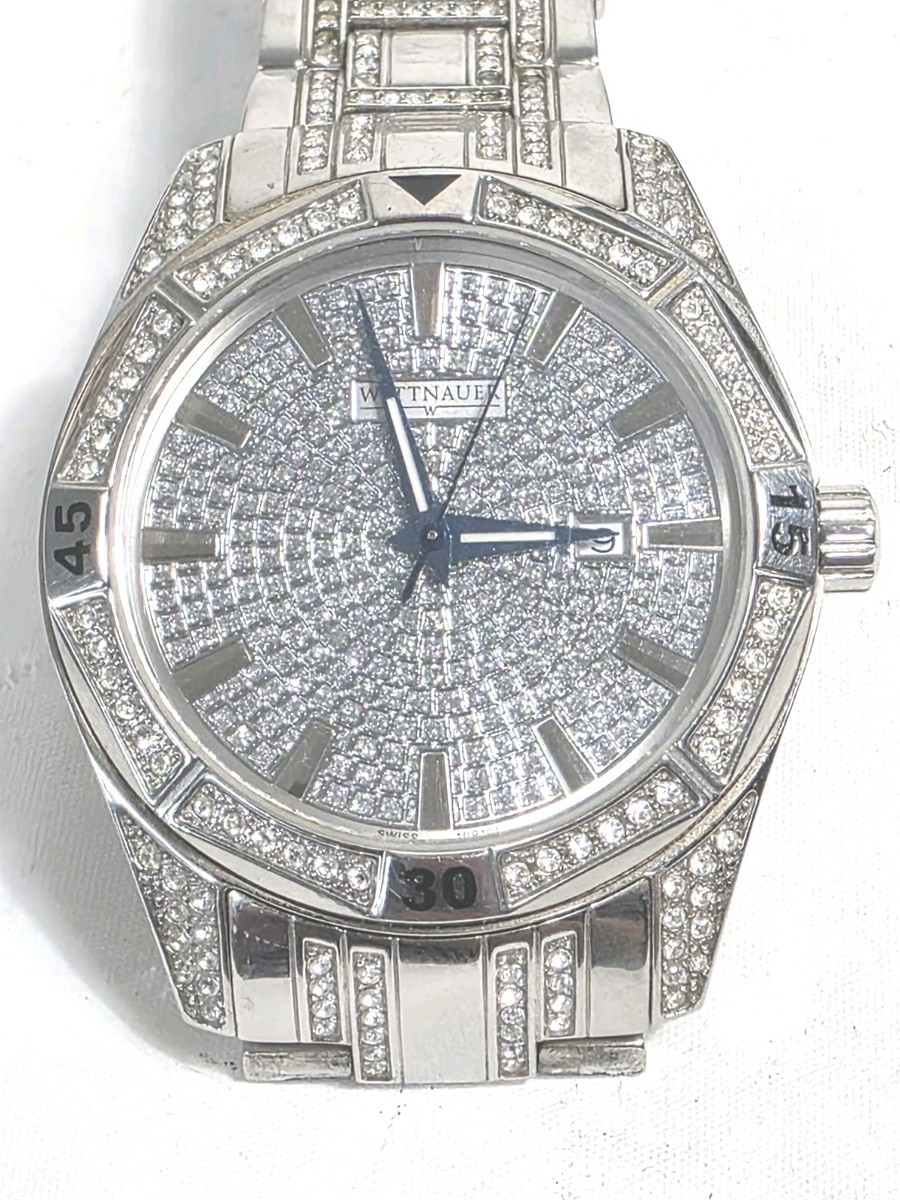 Wittnauer Men's Swiss Swarovski Crystals Paved Dial Watch