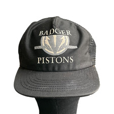 VTG 80s Badger Pistons Dynagear Corporation Hat SnapBack Trucker Cap Made in USA