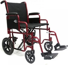 Karman T-922W 22 in. Heavy Duty Transport Wheelchair with Removable Footrest...