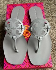 New Tory Burch Matte Gray Miller Cloud Sandals Size 7.5 Rare!
