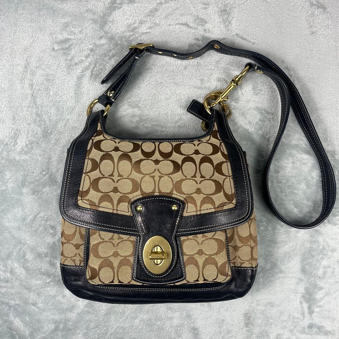 Coach Legacy Shoulder Bag Canvas Brown Authentic G0204591