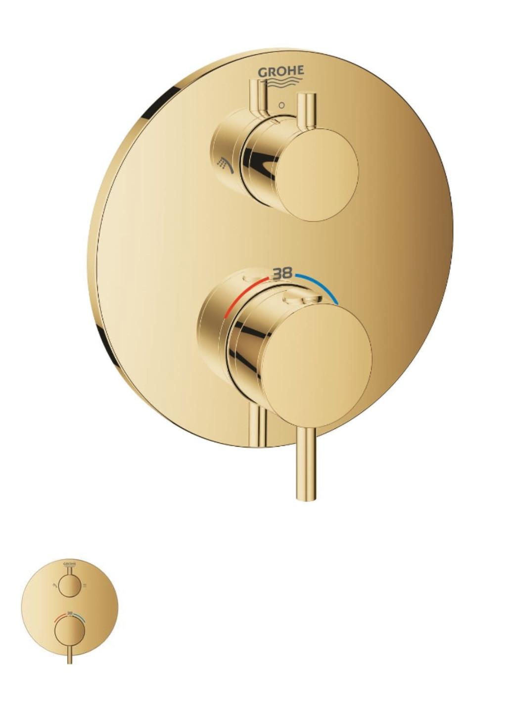 Grohe 24135GL3 Atrio Thermostatic Shower Mixer Diverter Valve Cool Sunrise Gold