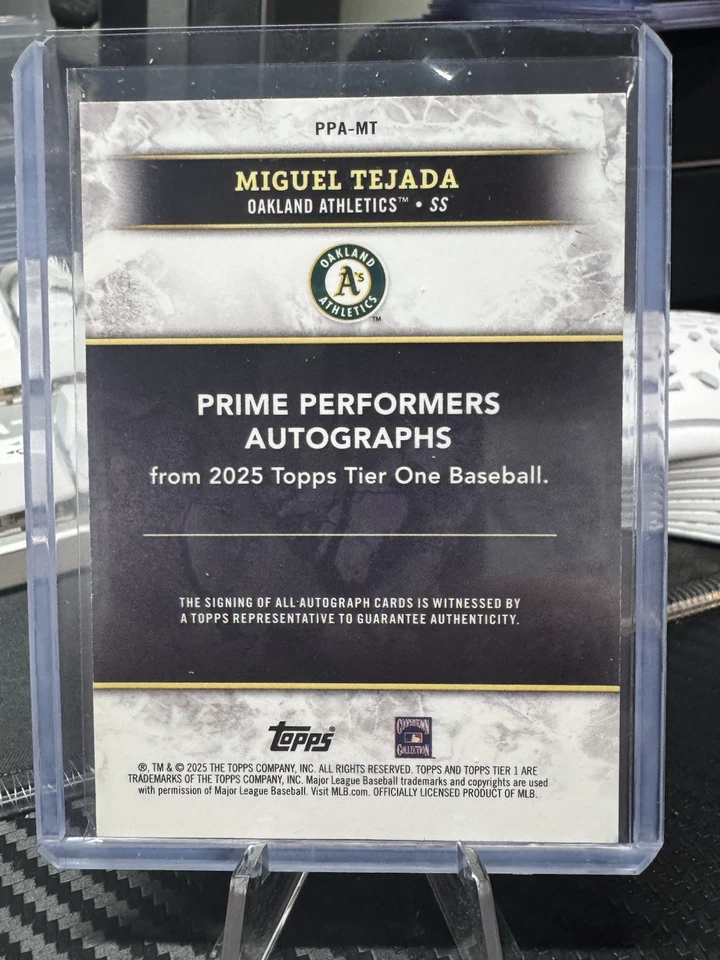 2025 Topps Tier One Miguel Tejada Prime Performers Auto #/25 Athletics - Image 2 of 2