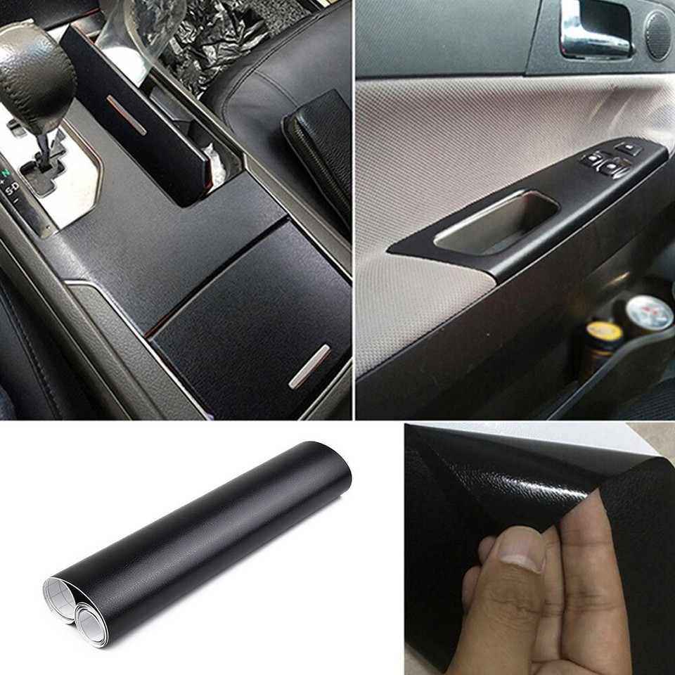 Automotive Interior Grain Leather Skin Textured Vinyl Wrap Black