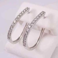 2 Ct Round Cut VVS1/D Diamond Woman's Huggie Hoop Earrings 14K White Gold Finish