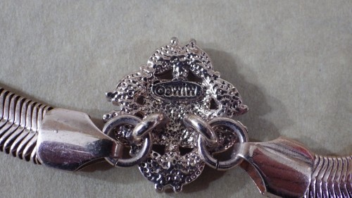 vintage MIMCO rose gold plated heavy necklace with jewelled centre pendant - Picture 5 of 7