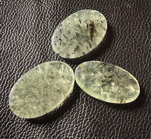 113 Carat Natural Prehnite Mix Shape Loose Stone Cabochon 3 Pieces Lot - Picture 4 of 4