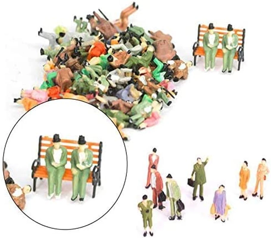 50 Pcs 1:87/ HO Scale People Figurines Set - Tiny Sitting and Standing Delicate - Image 2 of 4
