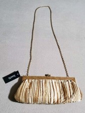 Franchi Handbag Clutch Evening Cocktail Purse Beaded 7221, Beige