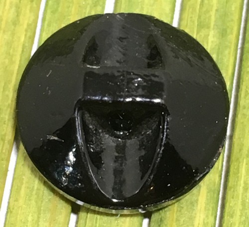 Antique Jet Black Glass Button Star Design with Lacy Relief Tunnel Shank 1/2" - Picture 4 of 6