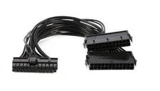 11" (11-inch) 24-Pin (20+4) Male to Dual 24-Pin Female PSU ATX Cable Adapter