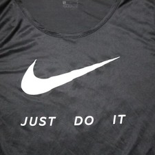 Nike "Just Do It" Black T-Shirt Running Short Sleeve Athletic Cut Youth M Medium