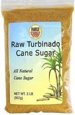 Family Food Co. Raw Turbinado Cane Sugar Gold Color 2 lbs. (907g) Pouch