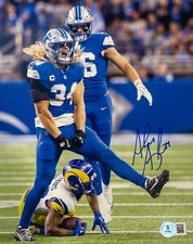 ALEX ANZALONE SIGNED DETROIT LIONS 8X10 PHOTO BECKETT WITNESS COA