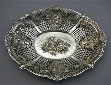 Obstschale Silber 800 Schale Putten Engel Blumen Silberkorb durchbrochen (121)