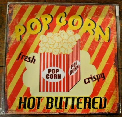 Metall-Schild  30 x 30 cm  POPCORN  HOT BUTTERED   fresh  crispy
