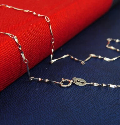 Damen,Herren Bezaubernde Silberkette Weiß-Gold, echte Sterling Silber 925, 45 cm - Bild 1 von 2
